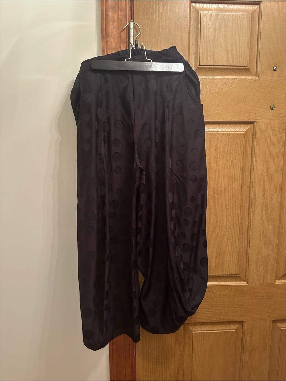 Kozan Jade Black Polka Dot Wide Leg Satin Pants